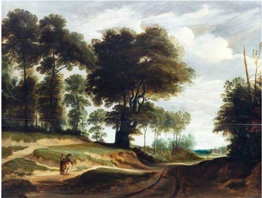 Countryside Landscape with Travelers