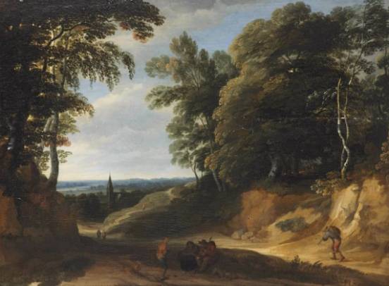  Hilly Wooded Landscape with Travellers on a Path