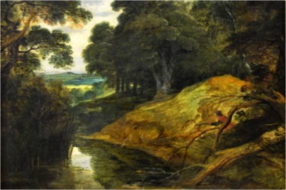 Landscape with Huntsman and Stags