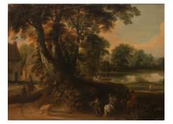 Landscape with a Group of Trees at the Shore of a Lake