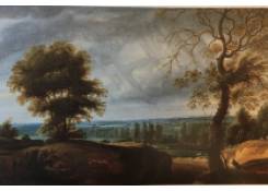 Extensive Wooded Landscape with a Sheperd and his Flock