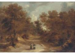 A Wooded Landscape with Peasants on a Path 
