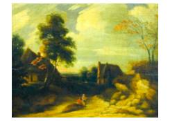 Landscape with conversing Couple and Hamlet