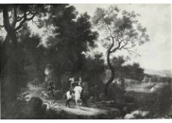 Large Forest Landscape with Hunters