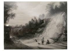 Work 485: Men conversing on a Track, a Castle in the Distance