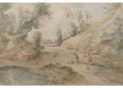 drawings CB:581 Landscape with Shepherds and Flock 