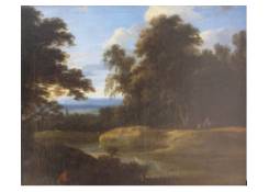 Landscape with Figures and a Church Tower in the Distance